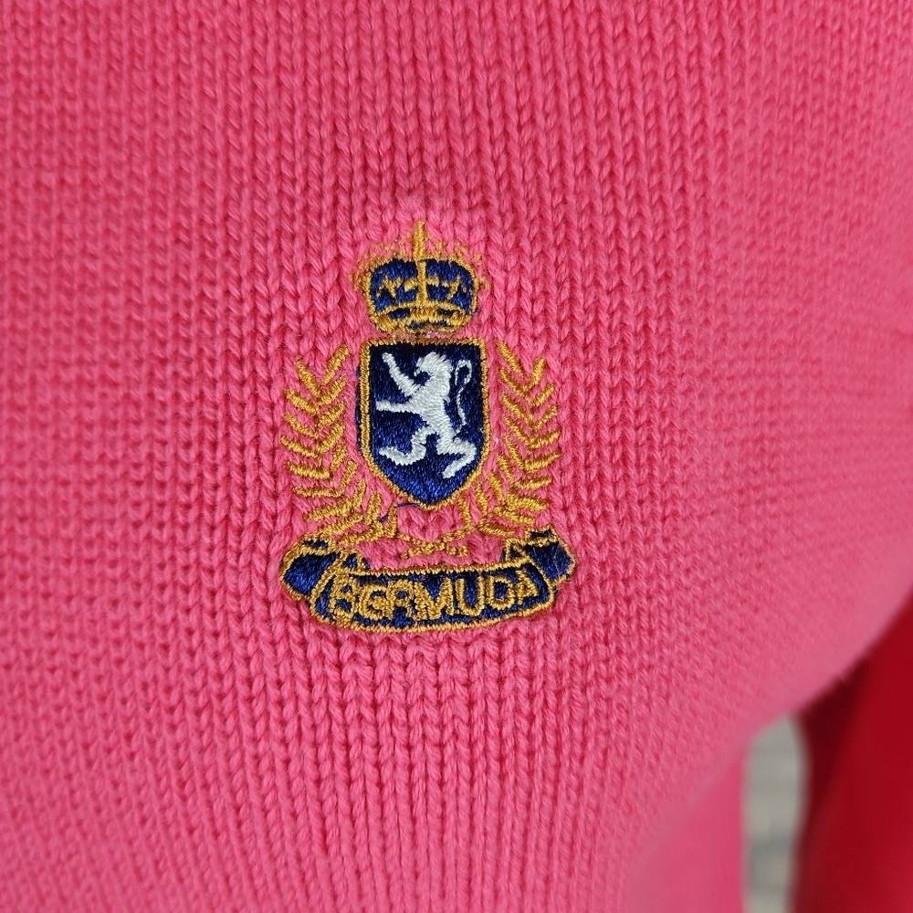 Vintage 90s Y2K Bermuda Mock Neck Cotton Sweater Hot Pink Size Medium Gossipgirl - Picture 4 of 10